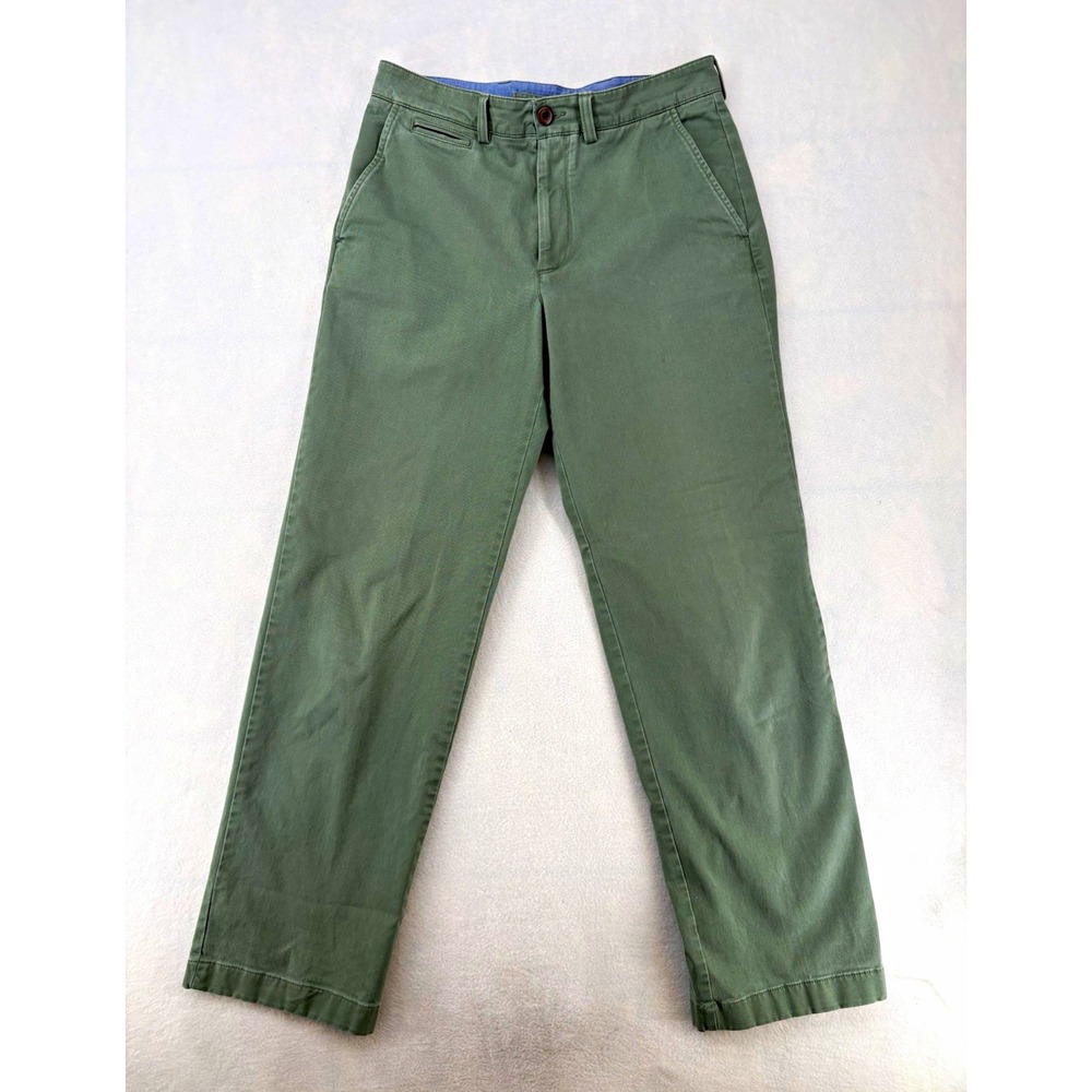 L.L.Bean Natural Fit Green Twill Chino Pants Straight Leg Flat Front Men's 30